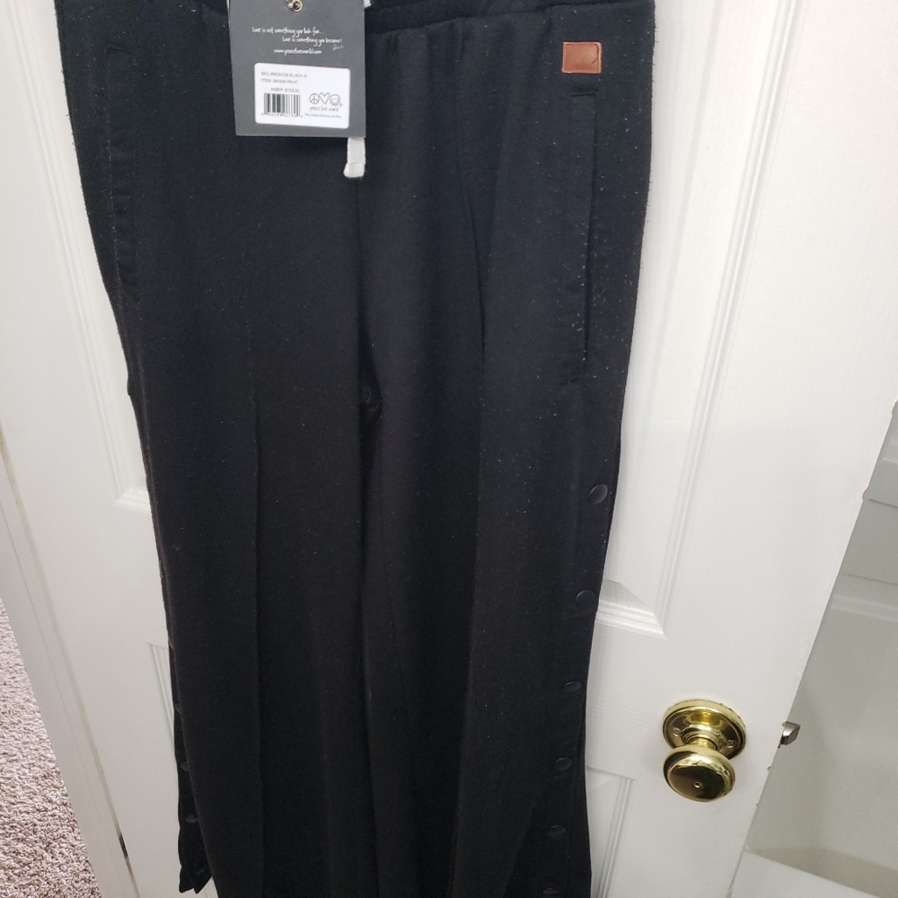 Free People Black Sammi Side Snap PantsSize Small